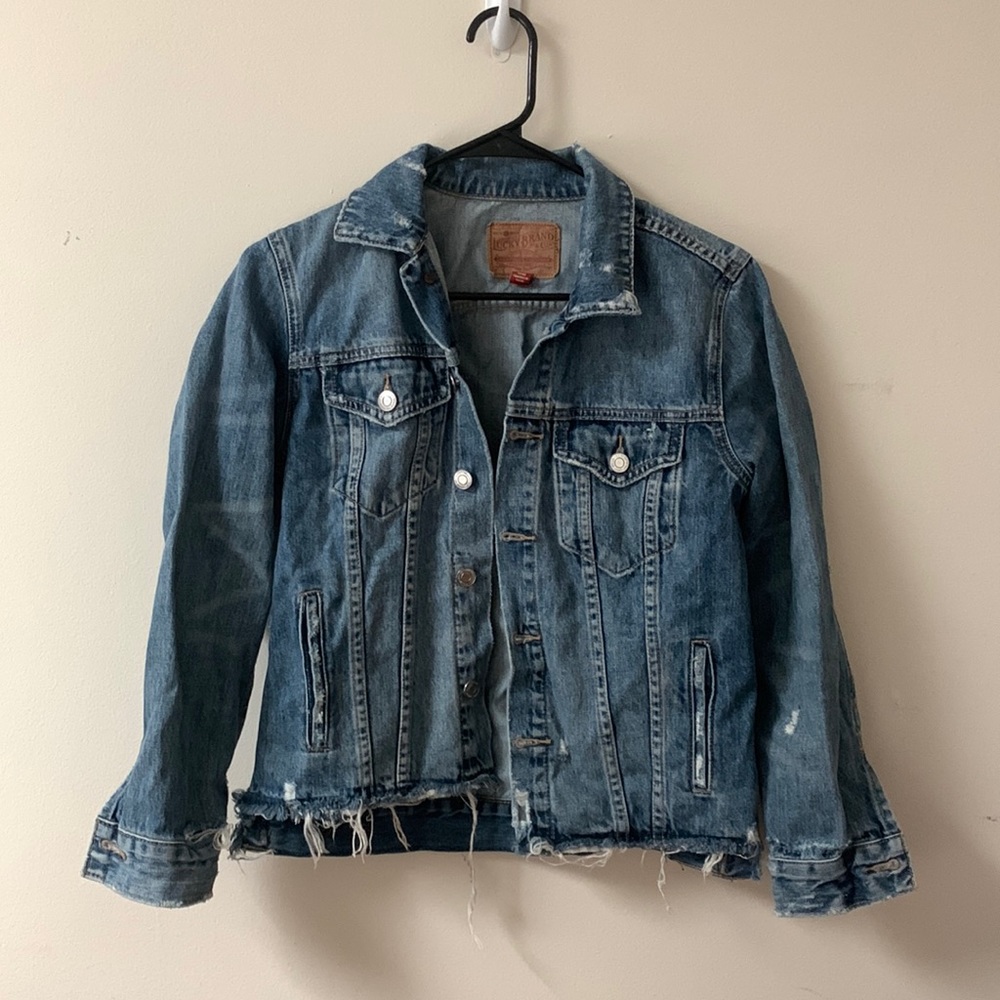 Distressed denim jacket-lucky brand tomboy trucker